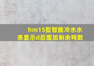 hm15型智能冷水水表显示d后面加剩余吨数