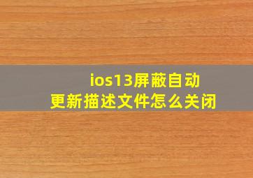 ios13屏蔽自动更新描述文件怎么关闭