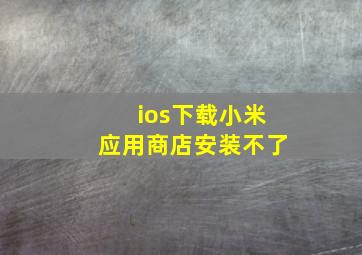 ios下载小米应用商店安装不了