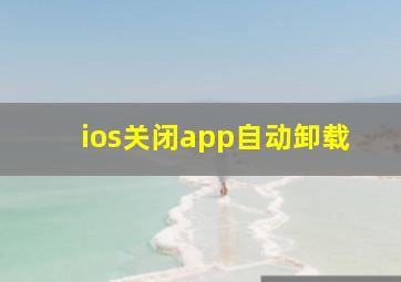 ios关闭app自动卸载