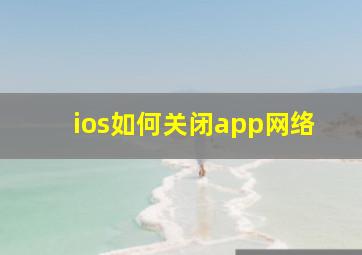 ios如何关闭app网络