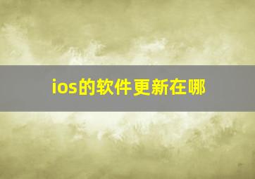 ios的软件更新在哪