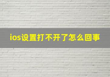 ios设置打不开了怎么回事