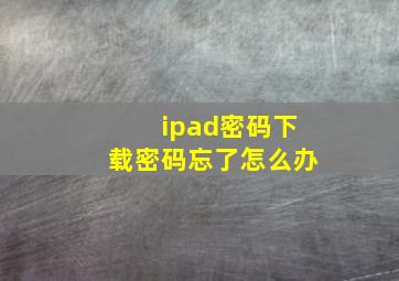 ipad密码下载密码忘了怎么办