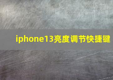 iphone13亮度调节快捷键