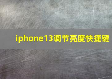 iphone13调节亮度快捷键