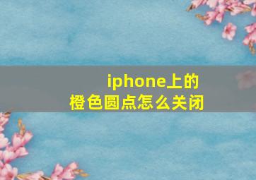 iphone上的橙色圆点怎么关闭