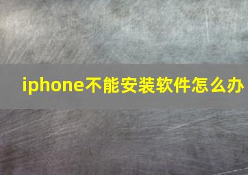 iphone不能安装软件怎么办