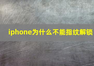 iphone为什么不能指纹解锁