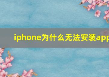 iphone为什么无法安装app