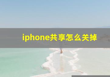 iphone共享怎么关掉