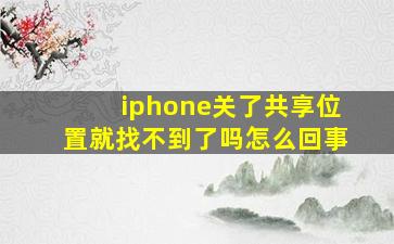 iphone关了共享位置就找不到了吗怎么回事