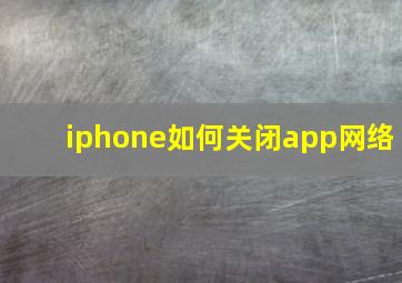 iphone如何关闭app网络