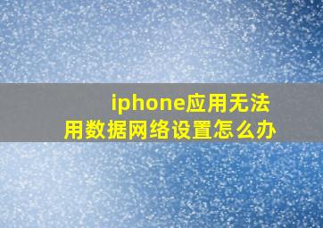 iphone应用无法用数据网络设置怎么办