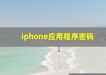 iphone应用程序密码