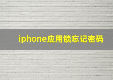 iphone应用锁忘记密码