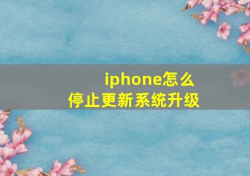 iphone怎么停止更新系统升级