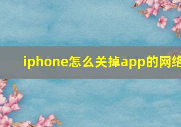 iphone怎么关掉app的网络