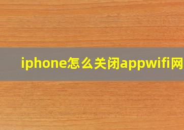 iphone怎么关闭appwifi网络