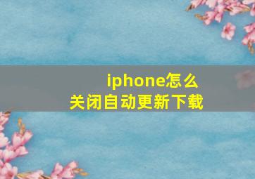 iphone怎么关闭自动更新下载