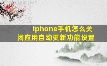 iphone手机怎么关闭应用自动更新功能设置