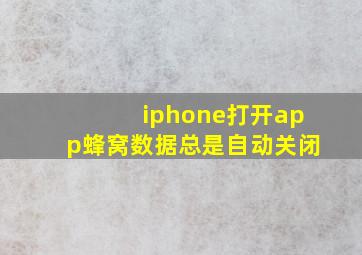 iphone打开app蜂窝数据总是自动关闭