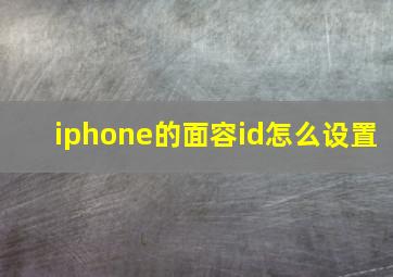 iphone的面容id怎么设置