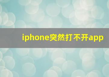 iphone突然打不开app