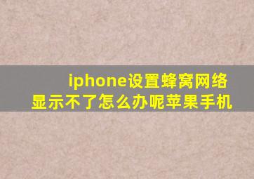 iphone设置蜂窝网络显示不了怎么办呢苹果手机