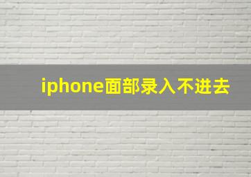 iphone面部录入不进去