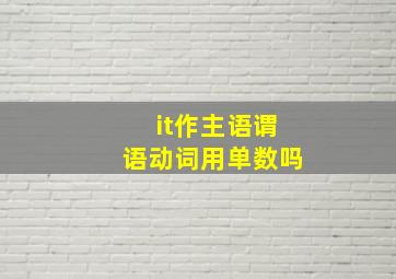 it作主语谓语动词用单数吗