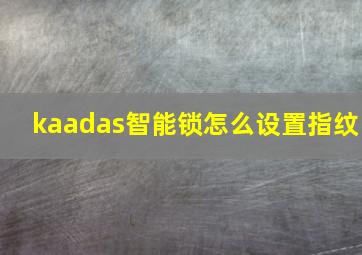 kaadas智能锁怎么设置指纹