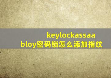 keylockassaabloy密码锁怎么添加指纹