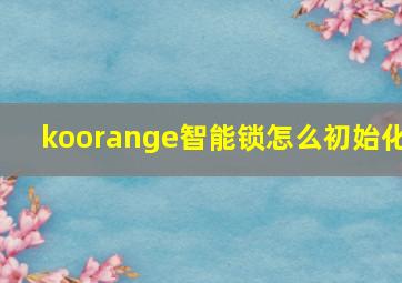 koorange智能锁怎么初始化