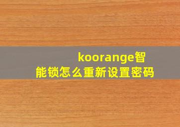 koorange智能锁怎么重新设置密码