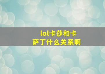 lol卡莎和卡萨丁什么关系啊