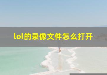 lol的录像文件怎么打开