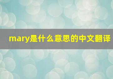 mary是什么意思的中文翻译