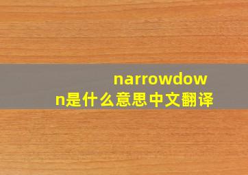 narrowdown是什么意思中文翻译