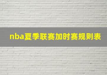 nba夏季联赛加时赛规则表