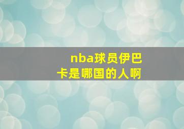 nba球员伊巴卡是哪国的人啊