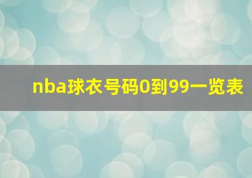 nba球衣号码0到99一览表