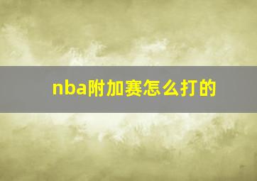 nba附加赛怎么打的