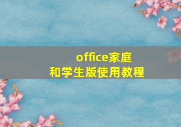 office家庭和学生版使用教程