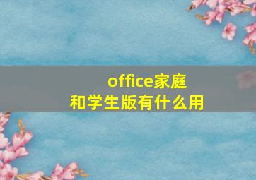 office家庭和学生版有什么用