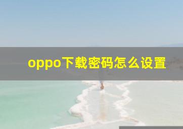 oppo下载密码怎么设置