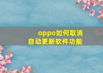 oppo如何取消自动更新软件功能