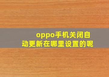 oppo手机关闭自动更新在哪里设置的呢