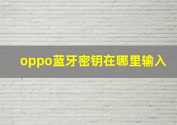 oppo蓝牙密钥在哪里输入