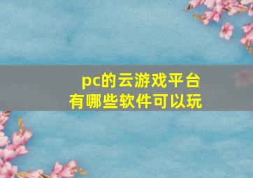 pc的云游戏平台有哪些软件可以玩